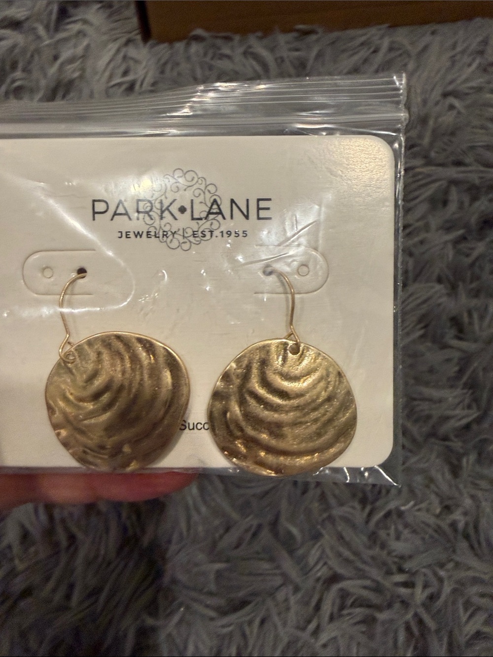 Park Lane Textured Gold Disc Dangle Earrings